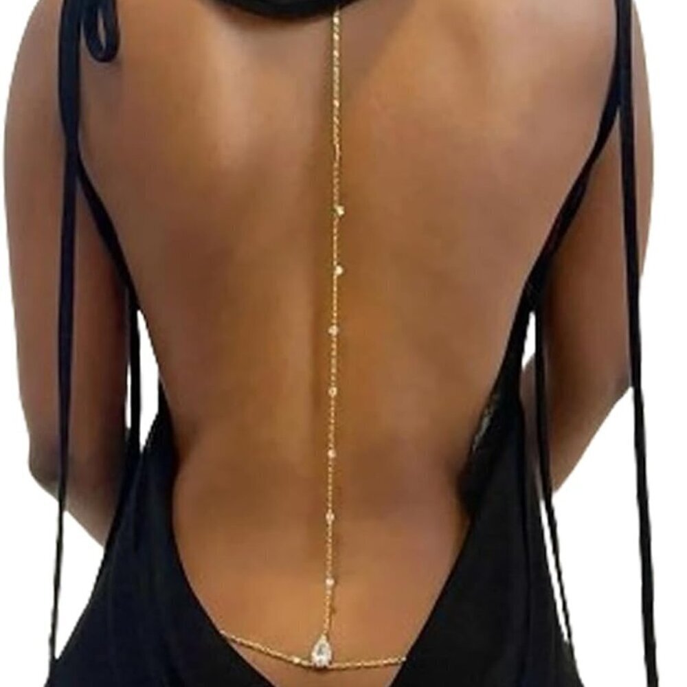 Rhinestone Back Chain Necklace Bridal Wedding Body Jewelry for Women - Picture 5 of 7